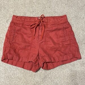 Lou & Grey Rust 100% Linen Cuffed Shorts Size XS